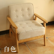 ｛送货上门｝甜品奶茶店咖啡餐厅桌椅组合办公室洽谈接待卡座沙发阳台休闲网红奇仰 (单人)米白色拉扣款+麻布 官方标配