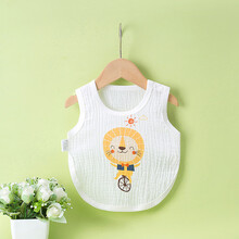 婴幼儿夏季薄款半背衣纯棉纱布圆肚兜新生儿护肚兜男女宝宝纱布透气护肚脐围兜 小狮子 66cm（建议3-6个月）