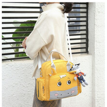 时尚妈咪包双肩包多功能宝妈外出包母婴斜挎包小号背包奶粉手提袋 黄色 升级版【面料加厚更耐用】包+小牛挂件