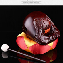 木鱼法器实木一套佛教用品念经木鱼木雕摆件礼佛香樟木实木木鱼 7寸(暗红色贵柚木)