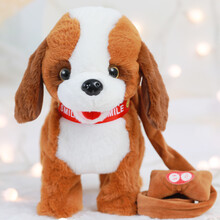 竺古力 儿童电动玩具狗狗走路会叫会说话会唱歌牵绳的仿真狗电子宠物毛绒机器狗1岁2-3生日礼物 动嘴120首歌+调音量+学说话 圣伯纳