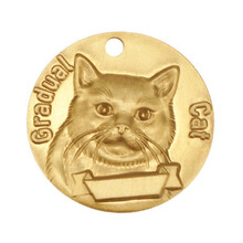 黄铜浮雕猫牌狗牌定制刻字狗狗饰品身份牌猫咪铭牌挂牌猫项圈脖圈 渐层猫
