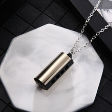 叶音同款迷你口琴项链个性文艺复古情侣项链四孔八音口琴嘻哈吊坠 金色圆柱口琴项链