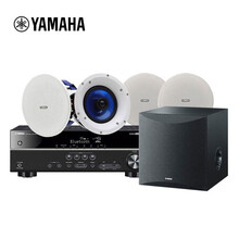 雅马哈（YAMAHA）RX-V383/NS-IC800/NS-SW050 家庭影院音响系统有源低音炮 功放：黑色，吸顶喇叭：白色