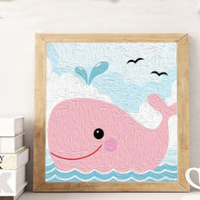 diy数字油画手工儿童油彩画画解闷填色定制小尺寸填充水彩装饰画 鲸鱼 20cm*20cm绷好加厚实木内框整套  实木内框