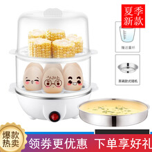 煮蛋蒸蛋器自动断电家用MI小型鸡蛋机宿舍早餐机多功能1人多层神器 白色(双层)带蒸碗