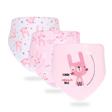 茵秀丽全棉婴儿用品婴儿按扣三角口水巾全棉婴儿围嘴围兜 兔宝宝