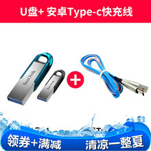 SanDisk闪迪U盘 高速USB3.0 CZ73 金属定制刻字创意车载优盘 商务办公u盘 U盘+TYPE-C快充线 512G