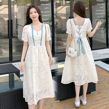 欣柏纶 孕妇装夏装孕妇裙夏季夏天外穿孕妇连衣裙宽松大码孕妇裙子孕妈装 杏色 大码XL