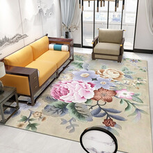 木兰手工雕花羊毛地毯客厅沙发茶几地毯卧室床边毯欧式美式房间地毯现代中式家用满铺地毯可定制 非现货 1600x2300mm