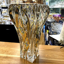 捷克进口BOHEMIA欧式大水晶玻璃花瓶描金珐琅轻装饰花瓶摆件 捷克珐琅黄色水晶花瓶捷克珐琅红色花瓶