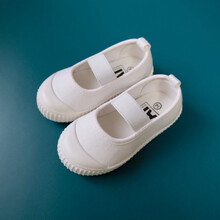 男童女童儿童2021新款时尚潮流洋气日本尾单方口鞋卡通帆布鞋幼儿园室内外懒人鞋1-8岁 356小白鞋 内长13cm