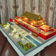 兼容乐高积木高难度成人男女孩大型街景建筑物天坛天安门故宫长城广寒宫黄鹳楼迪士尼城堡微型颗粒拼插装玩具 天安门广场8016（4720颗粒）