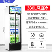 海力高 商用冰柜冰箱展示柜保鲜柜立式冷藏柜商用冰箱展示柜饮料柜冷柜 380升 豪华 风直冷
