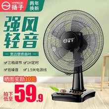 扬子（YANGZI）电风扇台式家用轻音大风力学生宿舍风扇办公室摇头定时节能小型电扇台扇12-16英寸 16寸台扇塑叶1.5米