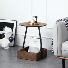 现代简约边几沙发边柜轻奢创意边角柜黑胡桃小圆桌卧室 边几