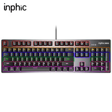 英菲克（INPHIC)V910机械键盘 游戏键盘 电脑办公键盘有线网吧 金属面板 104键无冲光宏编程 铁灰色 黑轴