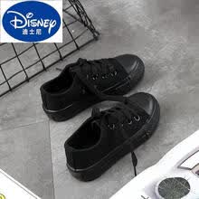 迪士尼2FDISNEY儿童学生帆布鞋女童男童鞋色10宝宝6运动韩版7小学生板鞋8岁9  同款 全黑 脚长+0.5cm=内长