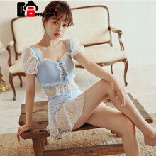 哈珀芮品牌2021新款亲子泳衣母女家庭装纱裙可爱儿童分体女童半袖游泳装 成人 M