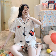 瑞彼丽 哺乳睡衣夏季短袖月子服夏天薄款简约百搭孕妇产后678月份喂奶家居服 图片色（竖开哺乳口） L