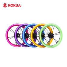 KOKUA德国儿童平衡车轮组 12寸铝合金多色可选 可酷娃滑步车竞速改装升级轮毂 培林花鼓 天金色（一对） 12寸