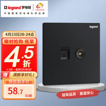 罗格朗（LEGRAND）开关插座面板86型逸景碳素黑色 超五类电脑+普通电视插座