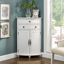 三角柜实木美式角柜墙角柜三角形客厅实木靠墙角落置物架转角拐角柜子多功能联堃 A款白色 整装