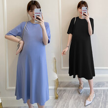 孕期产后外穿连衣裙孕妇夏装时尚辣妈款喂奶衣遮肚显瘦哺乳裙潮妈 黑色【哺乳款】横开拉链 2XL