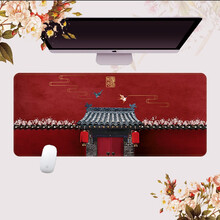 冰雷 中国风宫廷超大加厚鼠标垫 水墨画卡通游戏鼠标垫  国潮大号锁边包边办公桌垫 古风之满园春色(800*300*3MM)