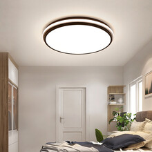 麦上 网红主卧室灯简约现代大气led创意客厅大厅吸顶灯具北欧ins 少女 圆-黑色-50*6CM-36W-无极调光