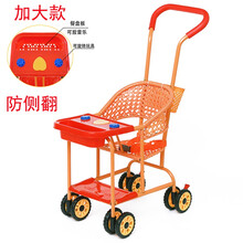 儿童仿藤椅手推车 夏季儿童仿竹藤婴儿小推车轻便椅子宝宝仿人工藤编藤椅坐式溜娃神器 大号+篮子+安全带餐盘