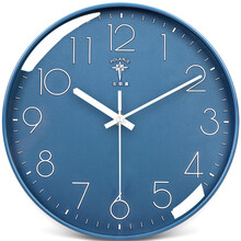 钟表挂钟客厅轻奢简约时钟挂墙家用时尚挂表石英钟挂式LGDZ 圆形立体款-纯蓝【粘钩+钉钩】 10英寸(直径25.5厘米)