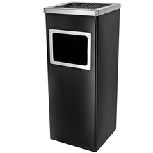 华萍（HP）灭烟柱一体式黑色烤漆不锈钢垃圾桶 商场公共吸烟区方形灭烟蒂柱 酒店走廊电梯口立式烟灰柱