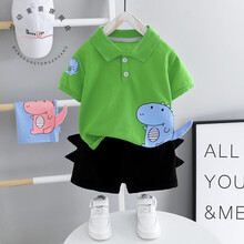 七个月宝宝衣服婴儿衣服夏天夏装宝宝分体夏季套装 绿色 90【15-22个月，80-90cm】