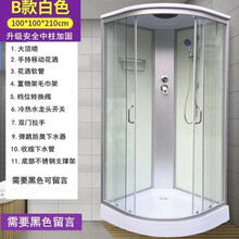 洗澡间整体淋浴房浴室卫生间弧扇形家用隔断沐浴房一体式桑拿房 简约低盆100*100白色 带安全中柱 不含蒸汽