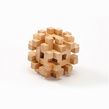 puzzle解密盒 FUN HO /打不开的鲁班小魔盒机关玄机盒榉木制孔明锁解锁玩具 双十字笼