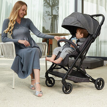 ulop婴儿推车可坐躺轻便折叠宝宝车可上飞机高景观新生儿手推车避震小孩伞车便携式 深空灰（一键折叠婴儿车）