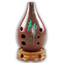 满口埙十孔10孔陶埙古埙土梁吐良埙书法刻字乐器E F G调追乐熏勋 满口埙降E 左起 绿色静字