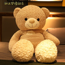 欧杰威 狗熊抱抱熊玩偶公仔泰迪熊猫布娃娃女毛绒玩具超大可爱大熊特大号生日礼物 送礼可包装 浅棕色 1米