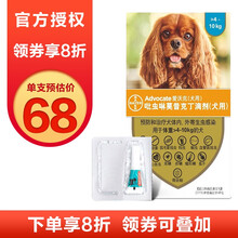 爱沃克狗狗驱虫药拜耳宠物泰迪比熊博美体内体外一体除耳螨跳蚤蛔虫内外同驱打虫药滴剂 4-10kg犬用单支1.0ml