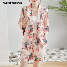 梵恩萨（VANENKSVR）轻奢品牌小西服套装女夏季2021年新款潮休闲时尚气质感西装短裤 红色 M