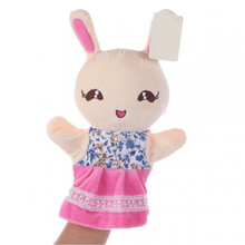 手指套玩偶 幼儿园十二生肖手偶玩具 动物手套手玩偶手指玩偶卡通毛绒娃娃 粉红色 美人兔