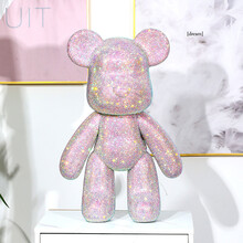 贴钻diy手工暴力熊材料包玩偶摆件粘钻熊玩具公仔七夕情人节礼物 七彩浅粉(熊+材料包) 23cm