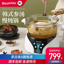 EASYGRILL韩式参鸡汤锅玻璃养生锅家用多功能燕窝电炖盅营养慢炖锅5L大容量电炖锅煮粥煲汤 玻璃慢炖锅