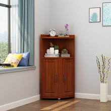 三角柜墙角柜转角柜现代简约拐角边角三角多功能客厅卧室角落收纳 全柚木色40*40*116 组装