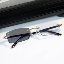 美泰龙防蓝光防辐射眼镜配近视变色护目抗疲劳游戏办公手机电脑平光镜 无框切边超韧防蓝光+变色灰眼镜 0 度(无度数)