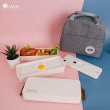 阿司倍鹭（ASVEL）塑料家用成人学生多层饭盒分隔午餐盒 双层可微波炉加热便当盒带筷子 白色