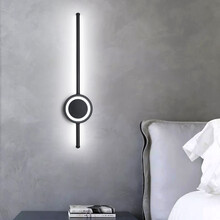 希世宅品  led壁灯卧室床头灯简约现代房间楼梯入门过道灯个性创意酒店氛围网红灯饰电视背景墙沙发壁灯 黑 57CM-白光12W