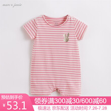 MARC&JANIE 马克珍妮2021年夏装 男女宝宝色织条纹连体衣 婴儿衣服212396 粉条 3T(建议身高90cm)
