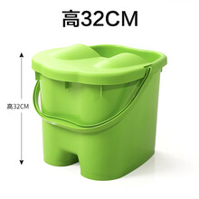 杉贝  带盖加高加厚足浴桶 按摩保温泡脚桶足浴盆 塑料手提洗脚桶洗脚盆 大号绿色有盖